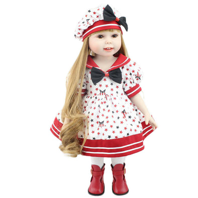 18" Simulation Doll Lifelike Vinyl Baby Girl Dolls Handmade Silicone Toddler Reborn Dolls Girl Toy Gifts