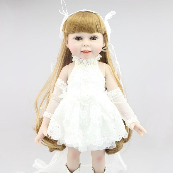 Girl Reborn Dolls 18" Soft Vinyl Handmade Lifelike Silicone Princess Doll  for Children Gifts Toys