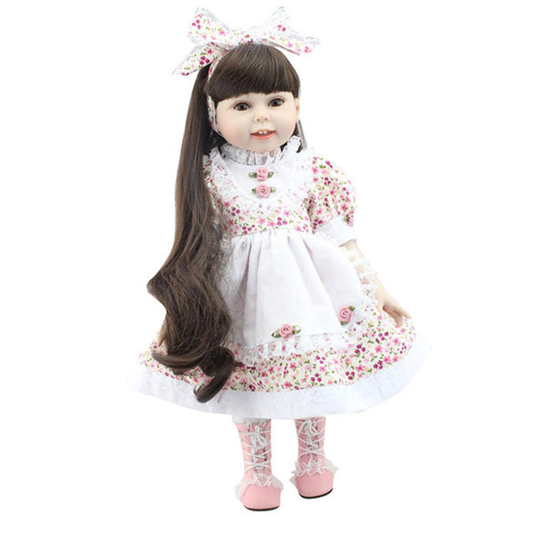 18 inch Handmade Full Body Silicone Doll Toys for Girls Reborn Baby Dolls Realistic Vinyl Toddler Doll Chrismas Birthday Gift