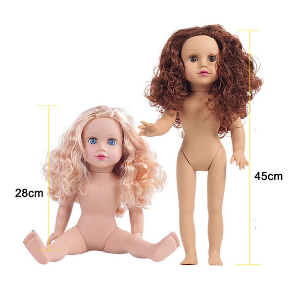 Girls Lifelike Doll 45cm Long Curly Hair Reborn DIY Dolls for Girls Gifts Toys