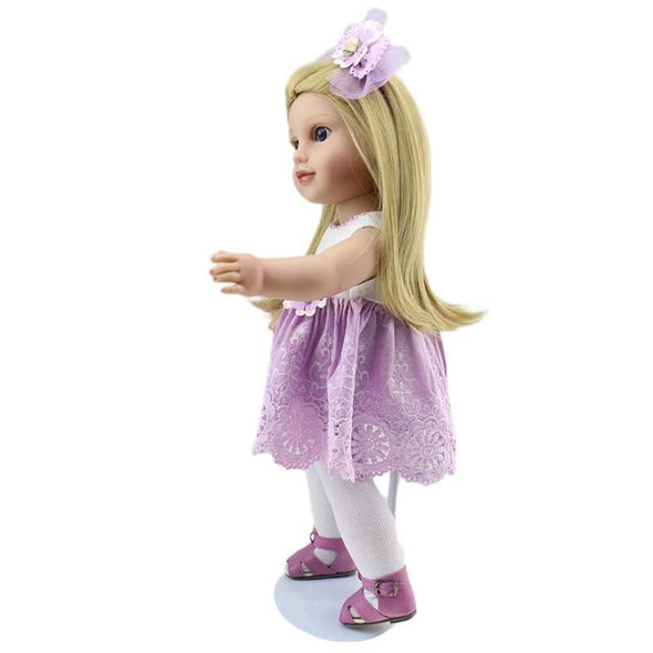 18" Soft Silicone American Girls Dolls Realistic Long Hair Toddler Doll Alive Vinyl Baby Princess Toys for Kids Best Gifts