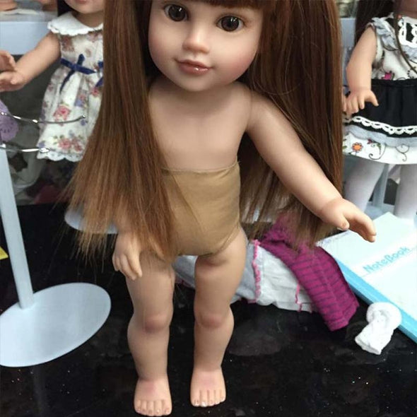 18" Soft Silicone American Girls Dolls Realistic Long Hair Toddler Doll Alive Vinyl Baby Princess Toys for Kids Best Gifts