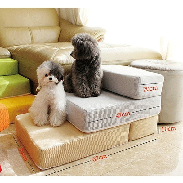Breathable Mesh Foldable Pet Stairs Detachable Dog Bed Stairs Ramp 2 Steps Ladder Puppy Cat Cushion Mat