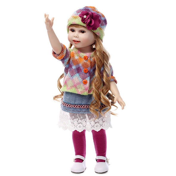 18" Silicone American Girl Dolls Handmade Soft Vinyl Toddler Reborn Doll Kit Lifelike Baby Princess Toys for Children Gifts