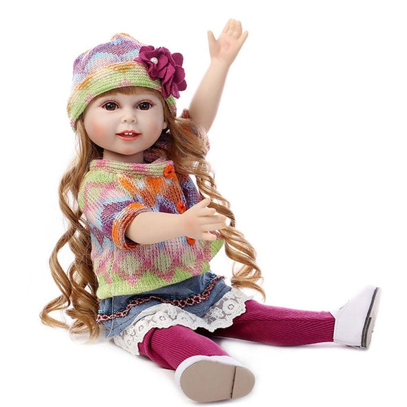 18" Silicone American Girl Dolls Handmade Soft Vinyl Toddler Reborn Doll Kit Lifelike Baby Princess Toys for Children Gifts