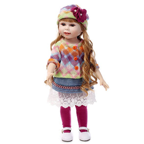 18" Silicone American Girl Dolls Handmade Soft Vinyl Toddler Reborn Doll Kit Lifelike Baby Princess Toys for Children Gifts