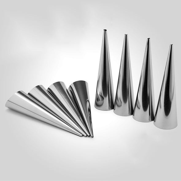 Stainless Steel DIY Baking Cones Spiral Baked Croissants Cone Cream Horn Conical Tube Baking Mould Tool 12 PCs