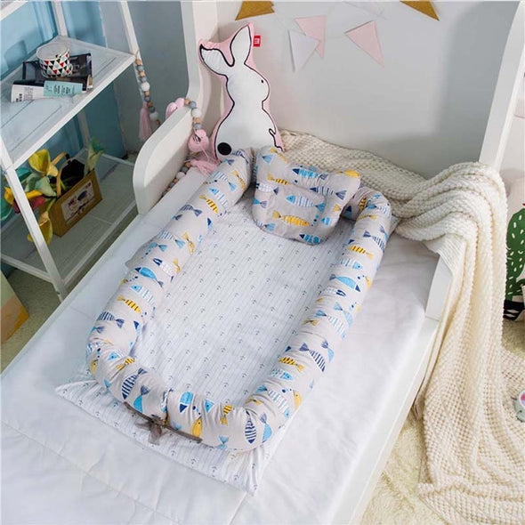 Infant Baby Nest Bed Toddler Size Nest Fish Bunny Portable Crib Sleeper Baby Artifact Bed Nest for Newborn and Toddlers