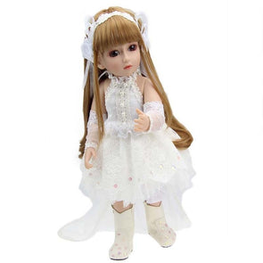 18" Dolls Girl Joint Doll Handmade Realistic Baby Princess with White Princess Dress Baby Lifelike Dolls