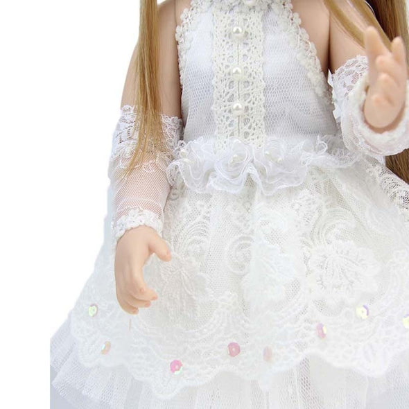 18" Dolls Girl Joint Doll Handmade Realistic Baby Princess with White Princess Dress Baby Lifelike Dolls