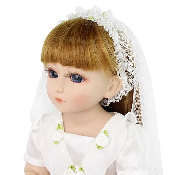 48CM Princesses American Girl Doll White Wedding Dress Reborn Doll Full Silicone Girl Doll Realistic Joint Baby Doll Toys Gift