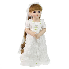 48CM Princesses American Girl Doll White Wedding Dress Reborn Doll Full Silicone Girl Doll Realistic Joint Baby Doll Toys Gift