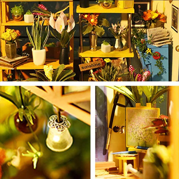 DIY Miniature Doll House 3D Wood Doll Houses Model Flower Shop Toy for Girl Decorations Gifts