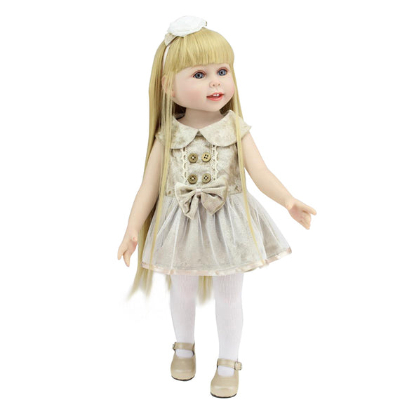 18 inch Handmade Full Body Silicone Doll Toys for Girls Reborn Baby Dolls Realistic Vinyl Toddler Doll Chrismas Birthday Gift