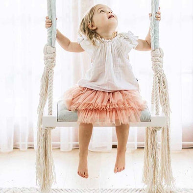 Kids Swing Chair Baby Entertainment Swing Home Decoration Solid Wood Board Sponge Pad Cotton Rope Kids Toys