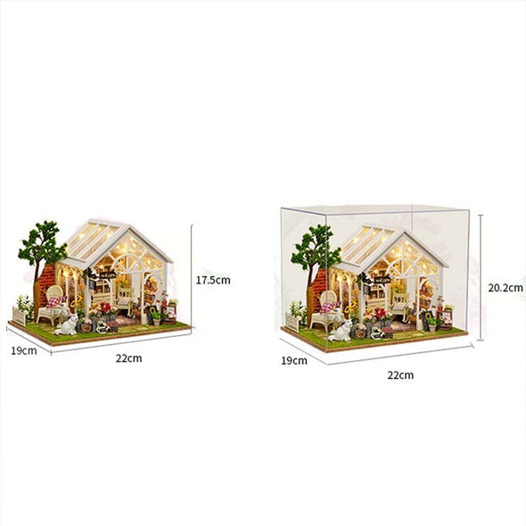 Mini Dollhouse DIY Handmade Wood Doll Houses Music Box Resin Dollhouses Dust Cover for Children Gifts