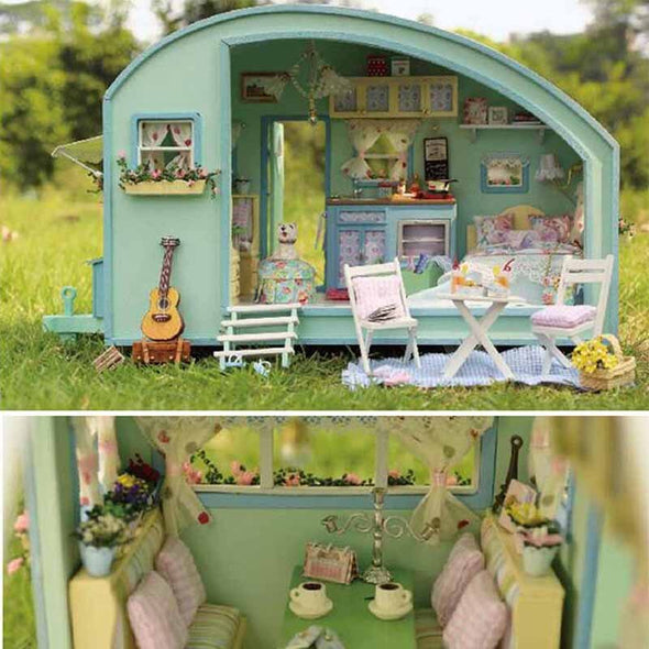 Small DIY Wooden Doll House Miniature Dollhouse Assemble Handmade Furniture Kit Doll House for Children Birthday Toy Gifts