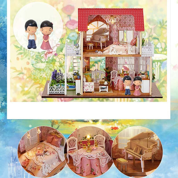 3D DIY Doll House Handmade Lifelike Wood Doll Houses Assemble Dollhouse Princess House for Kids Gifts