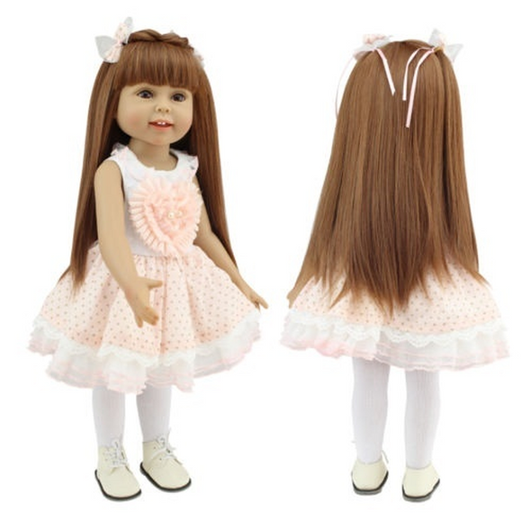 18'' Cute Baby Dolls Long-hair Brown Eyes American Girl Toy Doll Gifts DIY