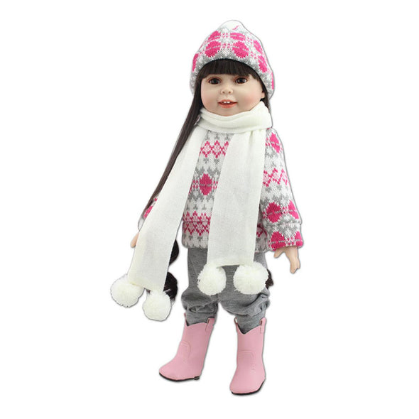 18 inch Handmade Full Body Silicone Doll Toys for Girls Reborn Baby Dolls Realistic Vinyl Toddler Doll Chrismas Birthday Gift